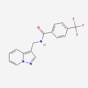 molecular formula C16H12F3N3O B2786779 N-(pyrazolo[1,5-a]pyridin-3-ylmethyl)-4-(trifluoromethyl)benzamide CAS No. 1396748-70-1