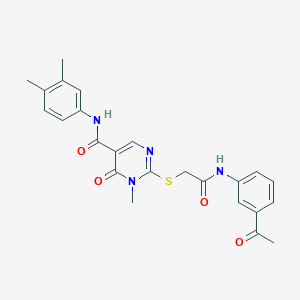molecular formula C24H24N4O4S B2786781 2-((2-((3-acetylphenyl)amino)-2-oxoethyl)thio)-N-(3,4-dimethylphenyl)-1-methyl-6-oxo-1,6-dihydropyrimidine-5-carboxamide CAS No. 878065-00-0