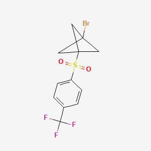 molecular formula C12H10BrF3O2S B2786784 1-Bromo-3-((4-(trifluoromethyl)phenyl)sulfonyl)bicyclo[1.1.1]pentane CAS No. 2413876-72-7