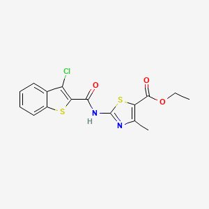 molecular formula C16H13ClN2O3S2 B2786787 Ethyl 2-(3-chlorobenzo[b]thiophene-2-carboxamido)-4-methylthiazole-5-carboxylate CAS No. 329220-66-8