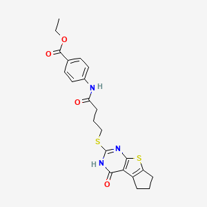 ethyl 4-({4-[(4-hydroxy-6,7-dihydro-5H-cyclopenta[4,5]thieno[2,3-d]pyrimidin-2-yl)sulfanyl]butanoyl}amino)benzoate