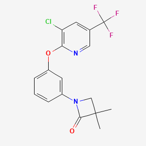 molecular formula C17H14ClF3N2O2 B2786790 1-(3-{[3-Chloro-5-(trifluoromethyl)-2-pyridinyl]oxy}phenyl)-3,3-dimethyl-2-azetanone CAS No. 339100-38-8