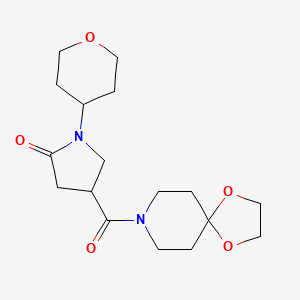 molecular formula C17H26N2O5 B2786794 4-(1,4-dioxa-8-azaspiro[4.5]decane-8-carbonyl)-1-(tetrahydro-2H-pyran-4-yl)pyrrolidin-2-one CAS No. 1421496-82-3