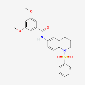 molecular formula C24H24N2O5S B2786799 3,5-dimethoxy-N-(1-(phenylsulfonyl)-1,2,3,4-tetrahydroquinolin-6-yl)benzamide CAS No. 1005293-58-2