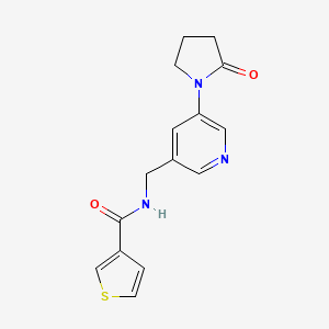 molecular formula C15H15N3O2S B2786802 N-((5-(2-oxopyrrolidin-1-yl)pyridin-3-yl)methyl)thiophene-3-carboxamide CAS No. 2034298-69-4