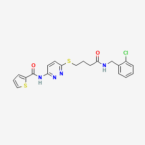 molecular formula C20H19ClN4O2S2 B2786805 N-(6-((4-((2-chlorobenzyl)amino)-4-oxobutyl)thio)pyridazin-3-yl)thiophene-2-carboxamide CAS No. 1040649-28-2