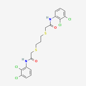molecular formula C19H18Cl4N2O2S2 B2786814 2-((3-((2-(2,3-Dichloroanilino)-2-oxoethyl)sulfanyl)propyl)sulfanyl)-N-(2,3-dichlorophenyl)acetamide CAS No. 301193-94-2
