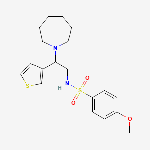 molecular formula C19H26N2O3S2 B2786824 N-(2-(azepan-1-yl)-2-(thiophen-3-yl)ethyl)-4-methoxybenzenesulfonamide CAS No. 946304-99-0