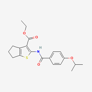 molecular formula C20H23NO4S B2786826 ethyl 2-(4-isopropoxybenzamido)-5,6-dihydro-4H-cyclopenta[b]thiophene-3-carboxylate CAS No. 391876-32-7