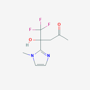 molecular formula C9H11F3N2O2 B2786835 5,5,5-trifluoro-4-hydroxy-4-(1-methyl-1H-imidazol-2-yl)pentan-2-one CAS No. 930414-73-6