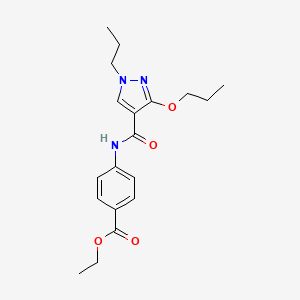 molecular formula C19H25N3O4 B2786836 ethyl 4-(3-propoxy-1-propyl-1H-pyrazole-4-carboxamido)benzoate CAS No. 1013765-69-9