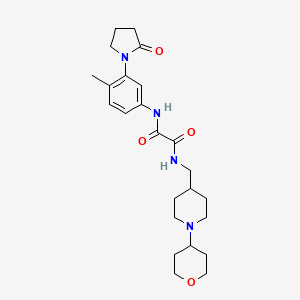molecular formula C24H34N4O4 B2786839 N1-(4-methyl-3-(2-oxopyrrolidin-1-yl)phenyl)-N2-((1-(tetrahydro-2H-pyran-4-yl)piperidin-4-yl)methyl)oxalamide CAS No. 2034481-50-8