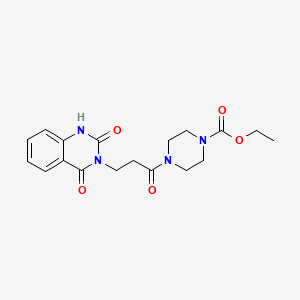 molecular formula C18H22N4O5 B2786854 ethyl 4-(3-(2,4-dioxo-1,2-dihydroquinazolin-3(4H)-yl)propanoyl)piperazine-1-carboxylate CAS No. 896372-58-0
