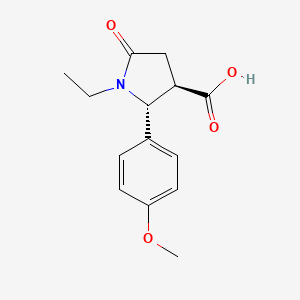 molecular formula C14H17NO4 B2786860 (2R,3R)-1-Ethyl-2-(4-methoxy-phenyl)-5-oxo-pyrrolidine-3-carboxylic acid CAS No. 1087712-61-5