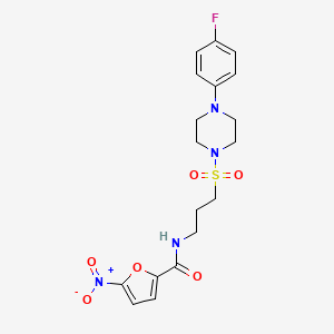 molecular formula C18H21FN4O6S B2786861 N-(3-((4-(4-fluorophenyl)piperazin-1-yl)sulfonyl)propyl)-5-nitrofuran-2-carboxamide CAS No. 1021040-67-4