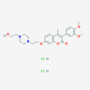 3-(3,4-dimethoxyphenyl)-7-(2-(4-(2-hydroxyethyl)piperazin-1-yl)ethoxy)-4-methyl-2H-chromen-2-one dihydrochloride