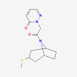 molecular formula C14H19N3O2S B2786868 2-(2-((1R,5S)-3-(methylthio)-8-azabicyclo[3.2.1]octan-8-yl)-2-oxoethyl)pyridazin-3(2H)-one CAS No. 1705310-04-8