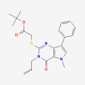 molecular formula C22H25N3O3S B2786875 tert-butyl [(3-allyl-5-methyl-4-oxo-7-phenyl-4,5-dihydro-3H-pyrrolo[3,2-d]pyrimidin-2-yl)thio]acetate CAS No. 1112036-92-6