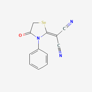 molecular formula C12H7N3OSe B2786879 2-(4-oxo-3-Phenyl-1,3-selenazolidin-2-ylidene)malononitrile CAS No. 887000-70-6