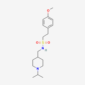 molecular formula C18H30N2O3S B2786880 N-((1-isopropylpiperidin-4-yl)methyl)-2-(4-methoxyphenyl)ethanesulfonamide CAS No. 953258-41-8