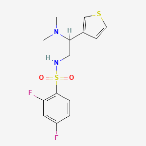 molecular formula C14H16F2N2O2S2 B2786884 N-(2-(dimethylamino)-2-(thiophen-3-yl)ethyl)-2,4-difluorobenzenesulfonamide CAS No. 946356-57-6