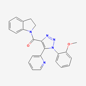 molecular formula C23H19N5O2 B2786903 1-{[1-(2-methoxyphenyl)-5-pyridin-2-yl-1H-1,2,3-triazol-4-yl]carbonyl}indoline CAS No. 1396854-96-8
