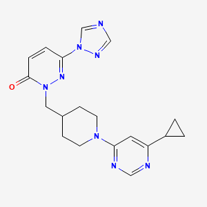 molecular formula C19H22N8O B2786908 2-{[1-(6-cyclopropylpyrimidin-4-yl)piperidin-4-yl]methyl}-6-(1H-1,2,4-triazol-1-yl)-2,3-dihydropyridazin-3-one CAS No. 2195942-54-0