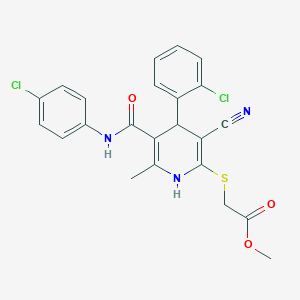 molecular formula C23H19Cl2N3O3S B2786912 Methyl ({4-(2-chlorophenyl)-5-[(4-chlorophenyl)carbamoyl]-3-cyano-6-methyl-1,4-dihydropyridin-2-yl}sulfanyl)acetate CAS No. 332051-94-2