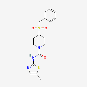 molecular formula C17H21N3O3S2 B2786917 4-(benzylsulfonyl)-N-(5-methylthiazol-2-yl)piperidine-1-carboxamide CAS No. 2034521-12-3