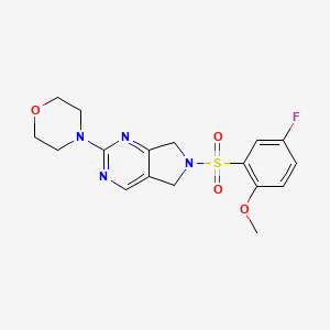 molecular formula C17H19FN4O4S B2786937 4-(6-((5-fluoro-2-methoxyphenyl)sulfonyl)-6,7-dihydro-5H-pyrrolo[3,4-d]pyrimidin-2-yl)morpholine CAS No. 2034614-21-4