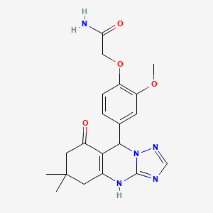 B2786944 2-(4-(6,6-Dimethyl-8-oxo-4,5,6,7,8,9-hexahydro-[1,2,4]triazolo[5,1-b]quinazolin-9-yl)-2-methoxyphenoxy)acetamide CAS No. 725219-18-1