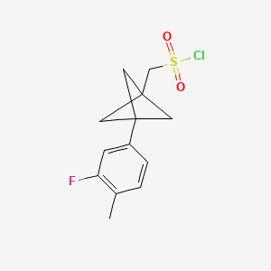 molecular formula C13H14ClFO2S B2786951 [3-(3-Fluoro-4-methylphenyl)-1-bicyclo[1.1.1]pentanyl]methanesulfonyl chloride CAS No. 2287271-75-2