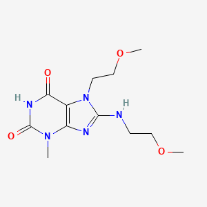 molecular formula C12H19N5O4 B2786958 7-(2-Methoxyethyl)-8-(2-methoxyethylamino)-3-methylpurine-2,6-dione CAS No. 714924-78-4