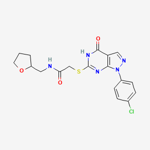 molecular formula C18H18ClN5O3S B2786963 2-((1-(4-chlorophenyl)-4-oxo-4,5-dihydro-1H-pyrazolo[3,4-d]pyrimidin-6-yl)thio)-N-((tetrahydrofuran-2-yl)methyl)acetamide CAS No. 946318-27-0