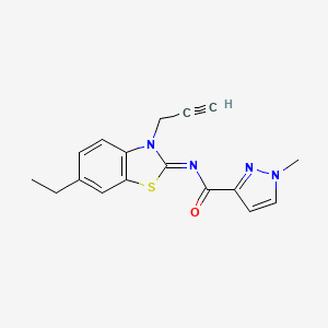 molecular formula C17H16N4OS B2786965 (Z)-N-(6-ethyl-3-(prop-2-yn-1-yl)benzo[d]thiazol-2(3H)-ylidene)-1-methyl-1H-pyrazole-3-carboxamide CAS No. 1173310-76-3