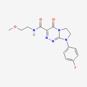 molecular formula C15H16FN5O3 B2786966 8-(4-fluorophenyl)-N-(2-methoxyethyl)-4-oxo-4,6,7,8-tetrahydroimidazo[2,1-c][1,2,4]triazine-3-carboxamide CAS No. 946361-86-0