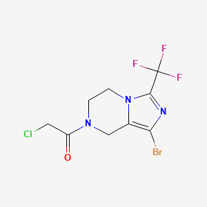 molecular formula C9H8BrClF3N3O B2786972 1-[1-Bromo-3-(trifluoromethyl)-6,8-dihydro-5H-imidazo[1,5-a]pyrazin-7-yl]-2-chloroethanone CAS No. 2411236-56-9