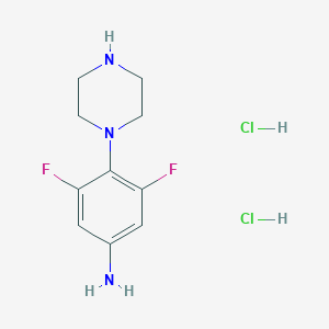molecular formula C10H15Cl2F2N3 B2786979 3,5-Difluoro-4-piperazin-1-ylaniline;dihydrochloride CAS No. 2490432-67-0