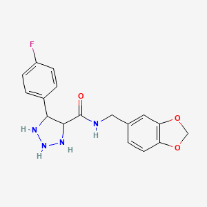 molecular formula C17H13FN4O3 B2786982 N-(1,3-benzodioxol-5-ylmethyl)-5-(4-fluorophenyl)triazolidine-4-carboxamide CAS No. 1795440-89-9