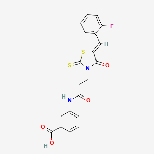 (Z)-3-(3-(5-(2-fluorobenzylidene)-4-oxo-2-thioxothiazolidin-3-yl)propanamido)benzoic acid