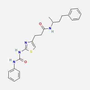 molecular formula C23H26N4O2S B2786993 N-(4-phenylbutan-2-yl)-3-(2-(3-phenylureido)thiazol-4-yl)propanamide CAS No. 1040664-75-2