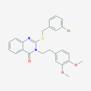 molecular formula C25H23BrN2O3S B2786994 2-[(3-Bromophenyl)methylsulfanyl]-3-[2-(3,4-dimethoxyphenyl)ethyl]quinazolin-4-one CAS No. 443347-77-1