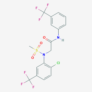 molecular formula C17H13ClF6N2O3S B2786998 2-[2-chloro-N-methylsulfonyl-5-(trifluoromethyl)anilino]-N-[3-(trifluoromethyl)phenyl]acetamide CAS No. 339018-83-6