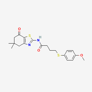 molecular formula C20H24N2O3S2 B2787011 N-(5,5-dimethyl-7-oxo-4,5,6,7-tetrahydrobenzo[d]thiazol-2-yl)-4-((4-methoxyphenyl)thio)butanamide CAS No. 922956-56-7