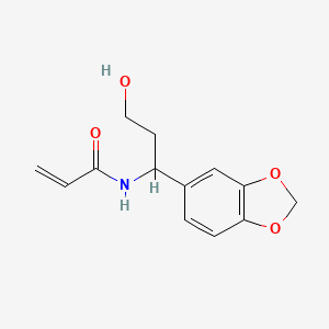 molecular formula C13H15NO4 B2787014 N-[1-(1,3-Benzodioxol-5-yl)-3-hydroxypropyl]prop-2-enamide CAS No. 2411295-53-7