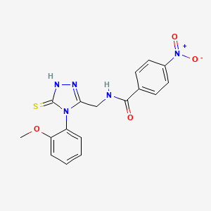 molecular formula C17H15N5O4S B2787019 N-((4-(2-methoxyphenyl)-5-thioxo-4,5-dihydro-1H-1,2,4-triazol-3-yl)methyl)-4-nitrobenzamide CAS No. 391886-52-5