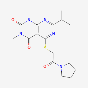 molecular formula C17H23N5O3S B2787024 7-isopropyl-1,3-dimethyl-5-((2-oxo-2-(pyrrolidin-1-yl)ethyl)thio)pyrimido[4,5-d]pyrimidine-2,4(1H,3H)-dione CAS No. 892480-00-1
