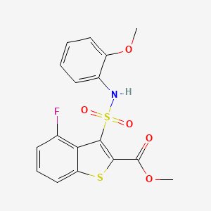 molecular formula C17H14FNO5S2 B2787034 Methyl 4-fluoro-3-[(2-methoxyphenyl)sulfamoyl]-1-benzothiophene-2-carboxylate CAS No. 941893-03-4