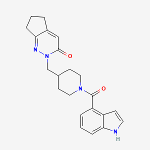 molecular formula C22H24N4O2 B2787037 2-{[1-(1H-indole-4-carbonyl)piperidin-4-yl]methyl}-2H,3H,5H,6H,7H-cyclopenta[c]pyridazin-3-one CAS No. 2198105-13-2