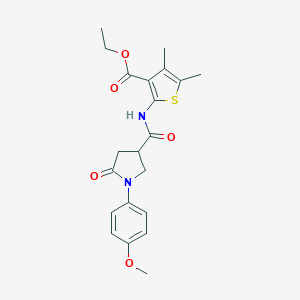 molecular formula C21H24N2O5S B278704 Ethyl 2-({[1-(4-methoxyphenyl)-5-oxopyrrolidin-3-yl]carbonyl}amino)-4,5-dimethylthiophene-3-carboxylate 